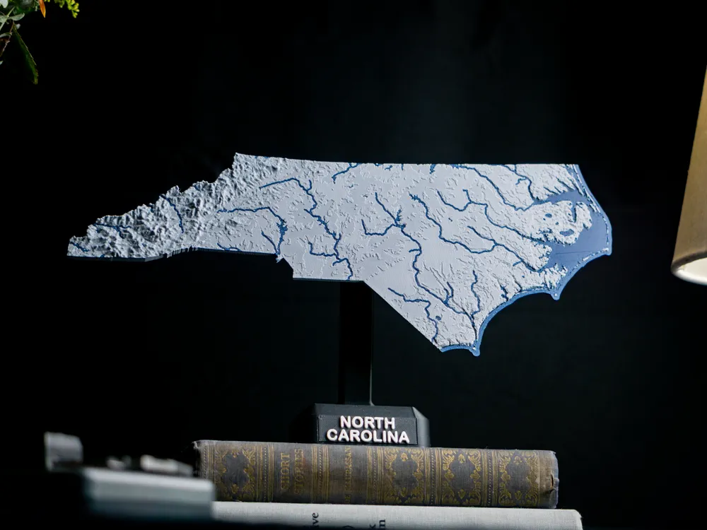 North Carolina, USA (NC) Topographic Map - Free 3D Print Model - MakerWorld