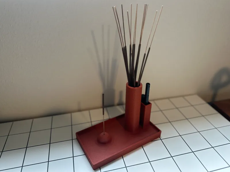 Incense Tray with Stick and Lighter Storage