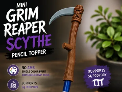Mini Grim Reaper Scythe Pen Topper