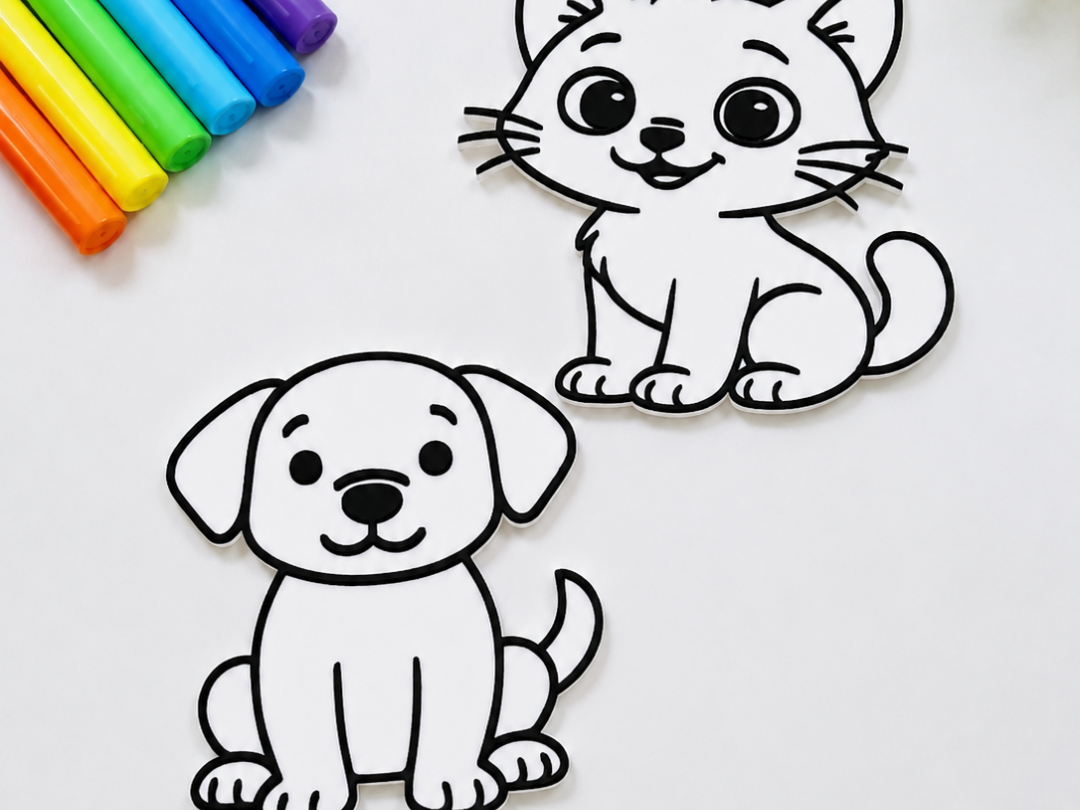 Plaquinhas de colorir - Dog & Cat