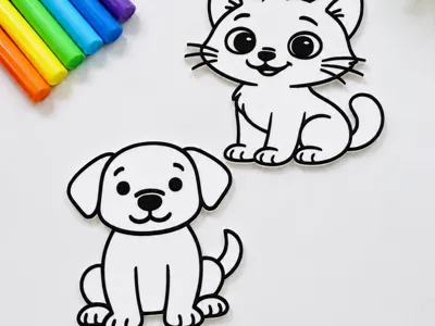 Coloring Plaques - Dog & Cat