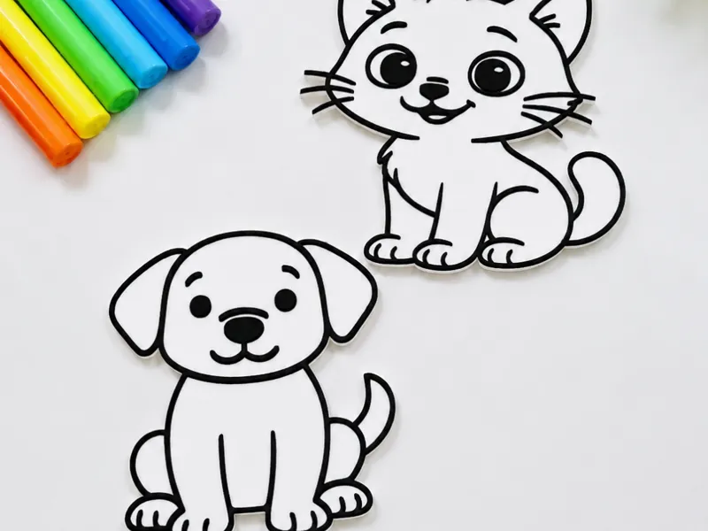 Plaquinhas de colorir - Dog & Cat