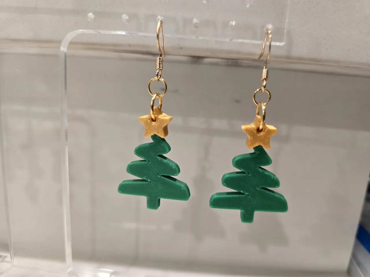 Modern Christmas Tree Line Drawing Earrings view 4