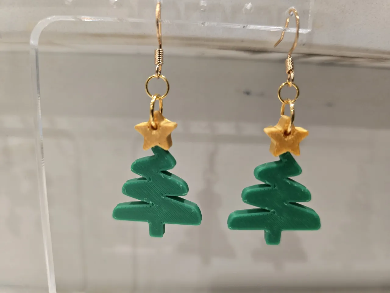 Modern Christmas Tree Line Drawing Earrings view 3