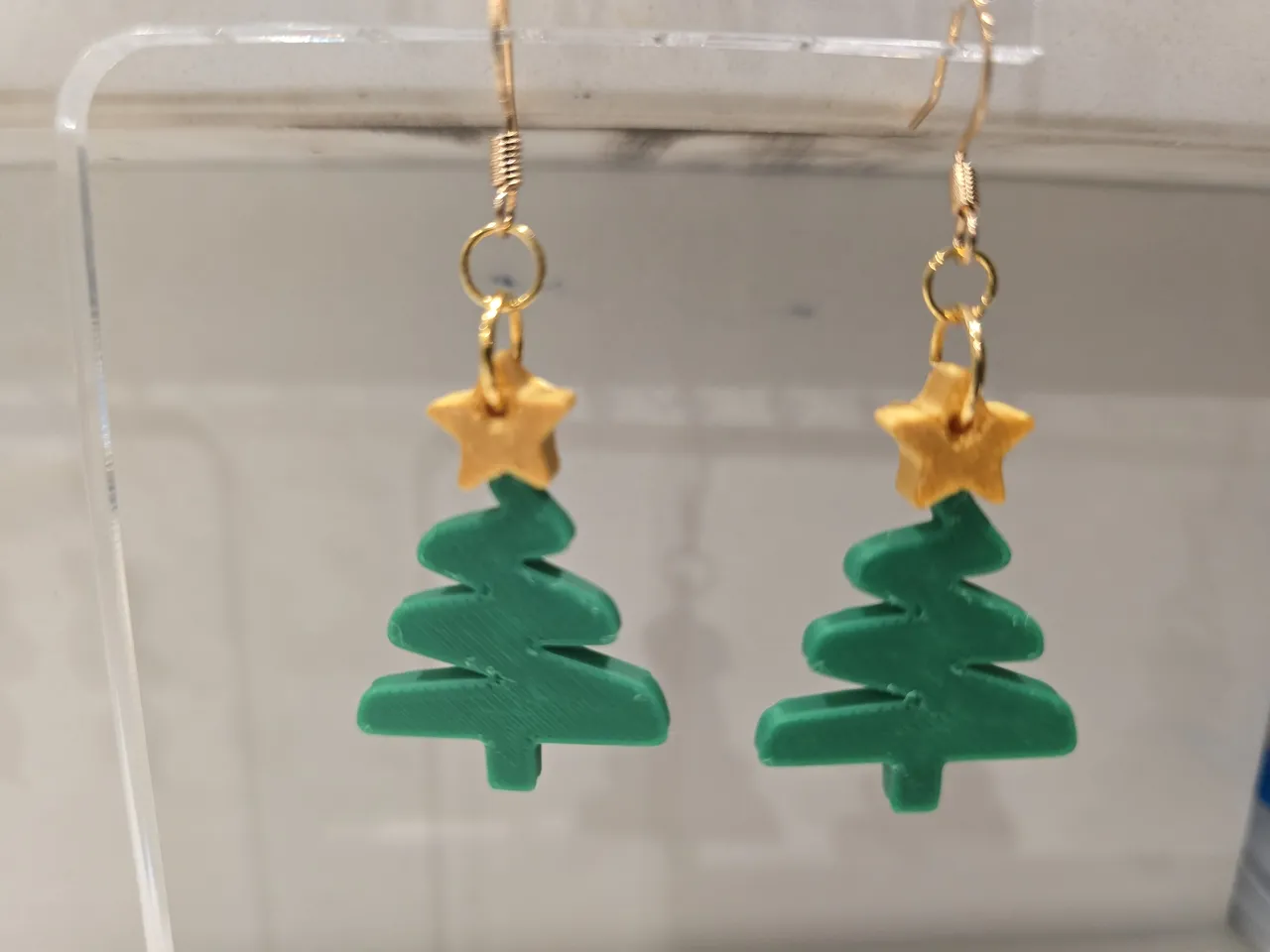 Modern Christmas Tree Line Drawing Earrings view 2