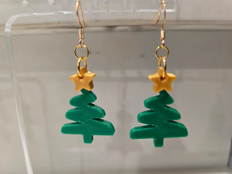 Modern Christmas Tree Line Drawing Earrings