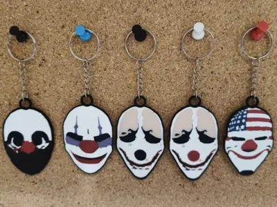 Payday 2 Clown Masks Keychains – AMS Multicolor
