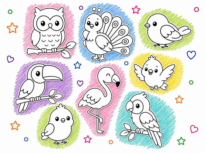 Divertidas aves para colorear