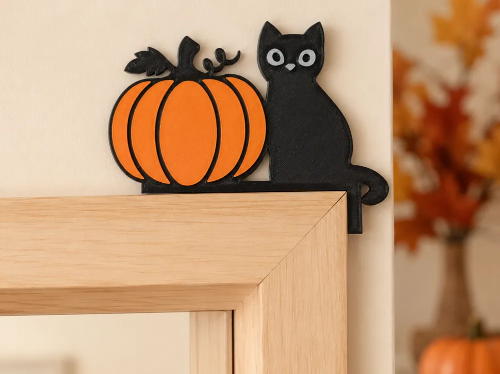 Accesorio para impresora 3D: Halloween Cat & Pumpkin Door Corner – AMS. Referencia del modelo original.