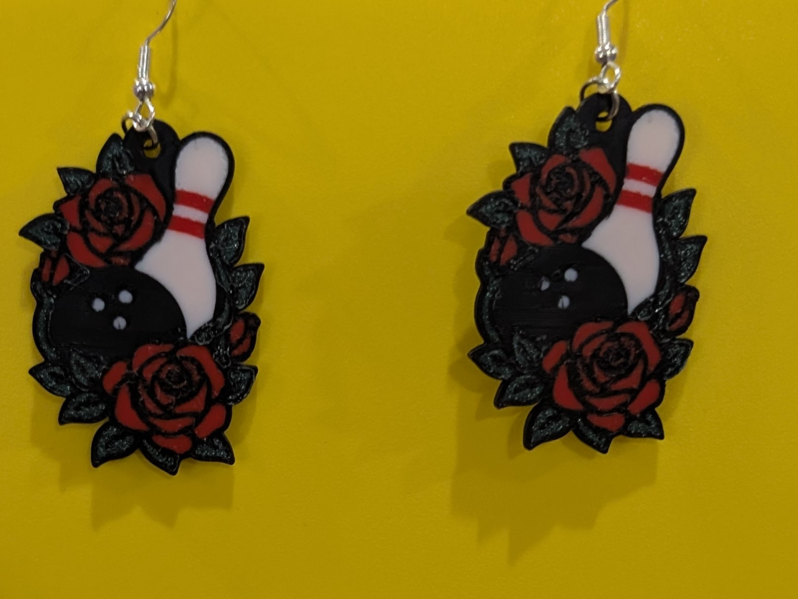 Rose Bowling Earrings 3D model