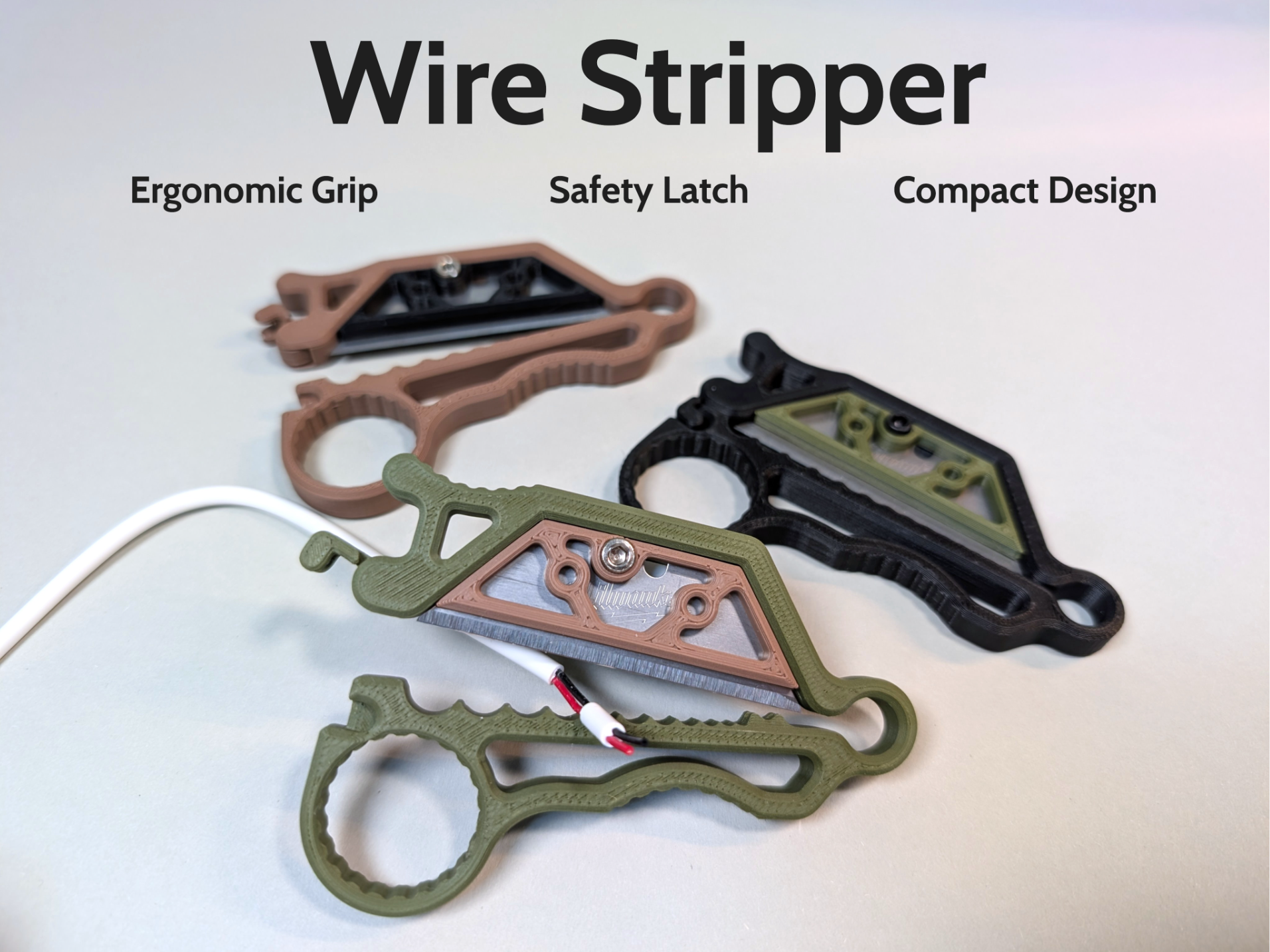 Compact Wire Stripper (with Safety Latch)