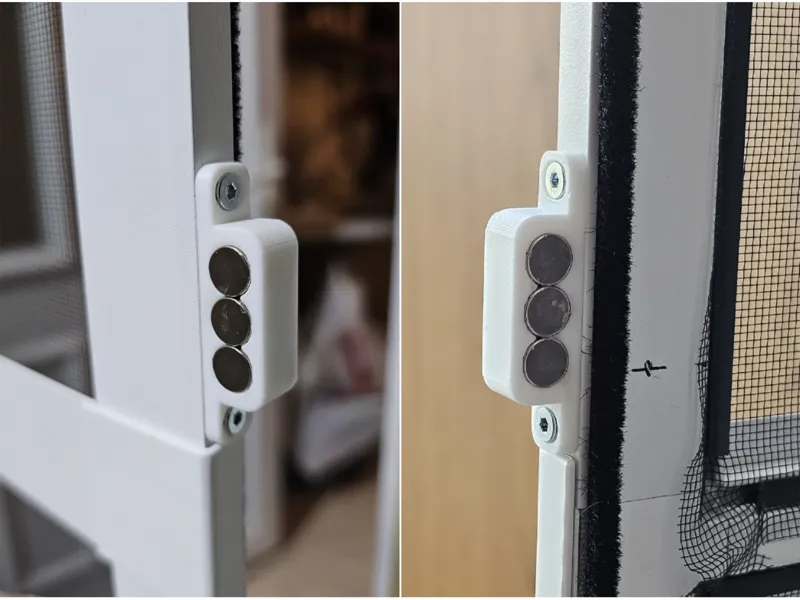 Two-sided magnetic door catch