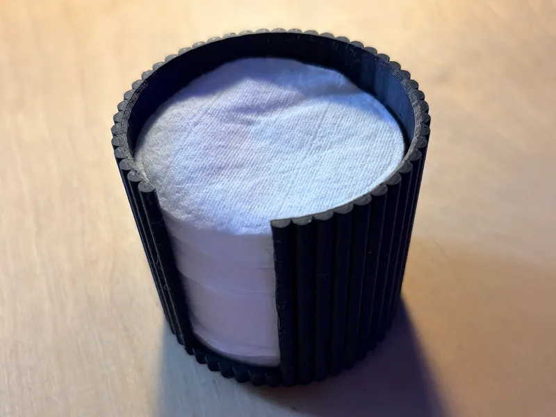 Cotton Pad Holder - Ridged Minimalist Design