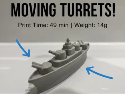 Miniature Battleship with Rotating Turrets