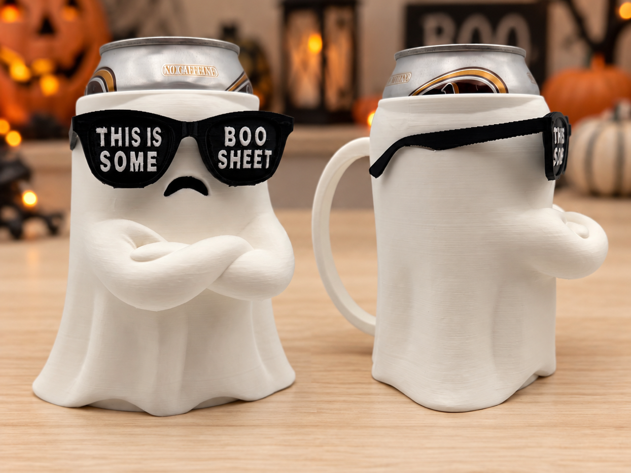 Boo Sheet Ghost - Can Holder - with Handle and Hat - 1