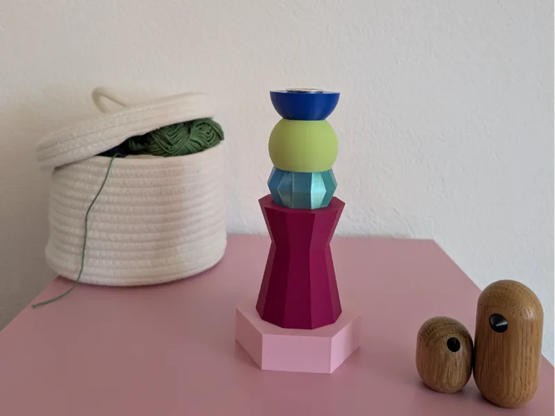 Memphis Pop! Stacked Geometric Candle Holder