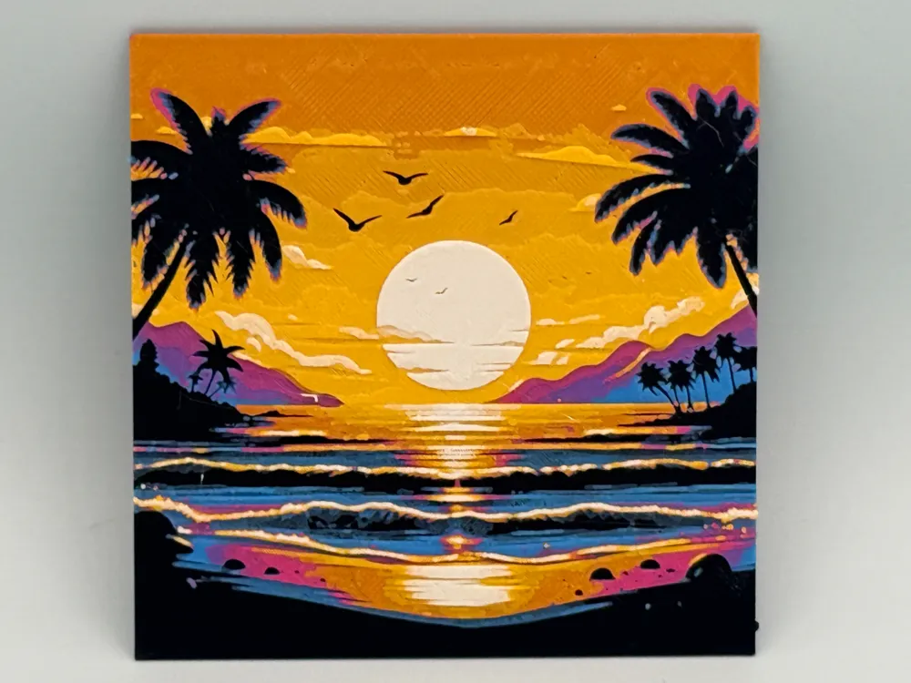 Cuadro decorativo en 3D: Sunset Cove Hueforge. Referencia del modelo original.