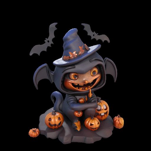 Halloween Imp with pumpkins
