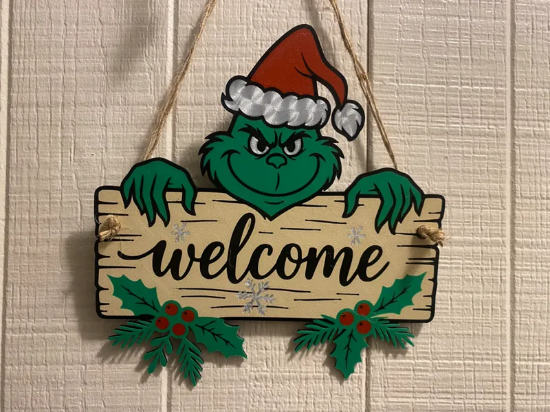 Grinch “Welcome” Christmas Door Sign