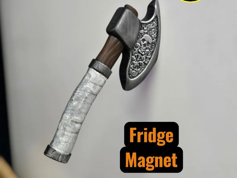 Ornate Skull Axe Fridge Magnet