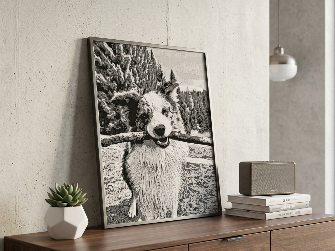 Playful Dog with Stick-HueForge Filament Painting