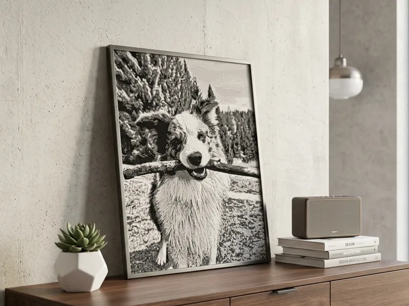 Playful Dog with Stick-HueForge Filament Painting