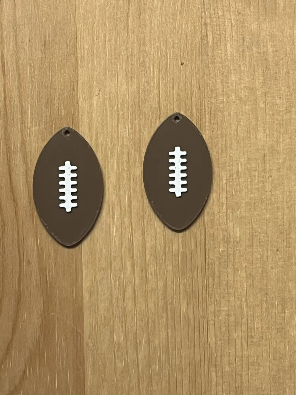 American football earrings view 2