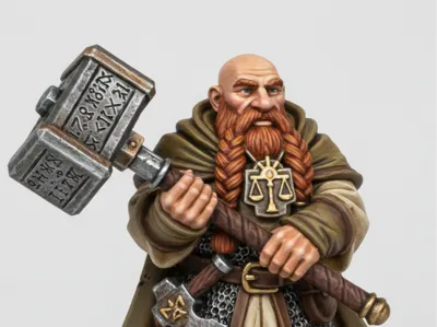Dwarven Cleric with Runic Great Hammer