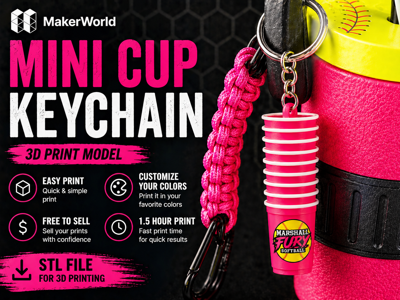 Solo Cup Keychain for Cooler Jug Can Coozie