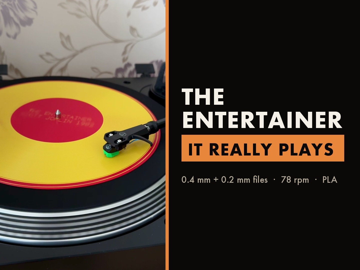 Playable 3D Printed Record - The Entertainer - 1