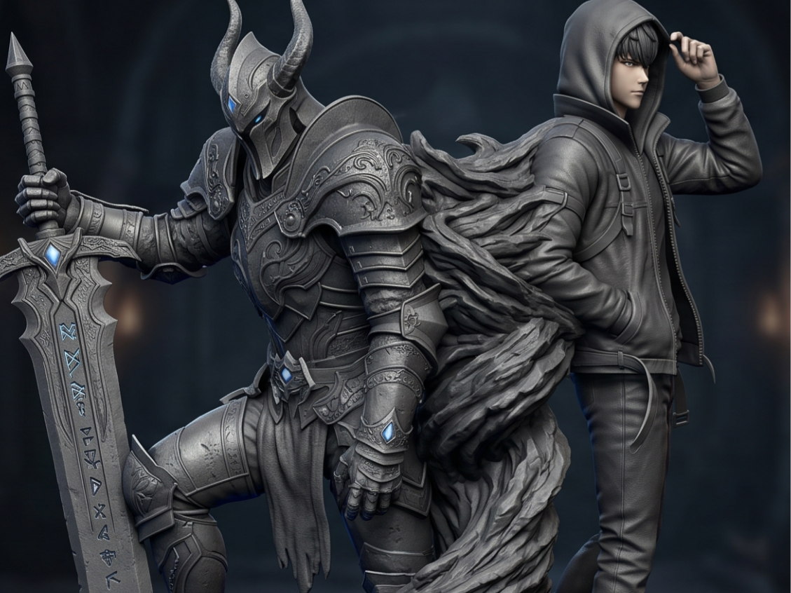 Sung Jin-Woo & Igris on Shadow Throne 