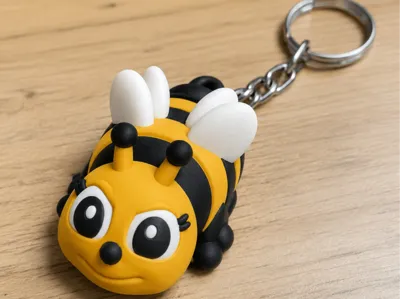 Flexible Cute Bee Keychain - Multi-Color 3D Print