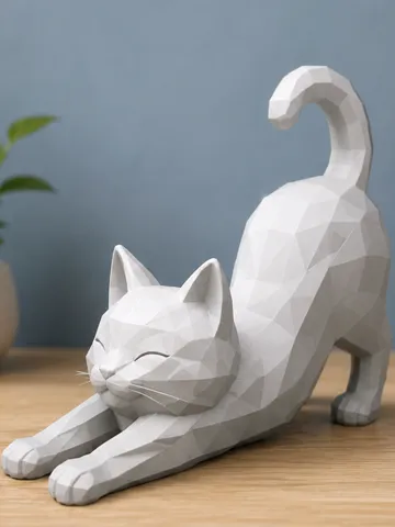 Tapa o cubierta: Low Poly Stretching Cat – Cute Cat Decor — vista de referencia 2