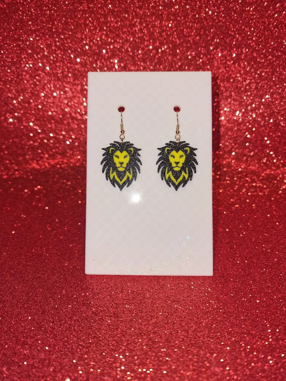 Lion earrings view 2