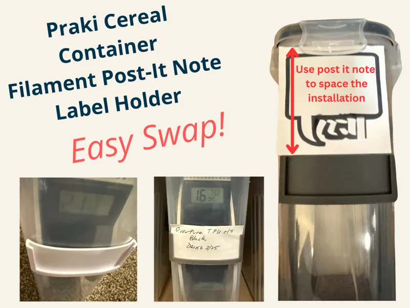 Praki Cereal Container Post-It Note Label Holder