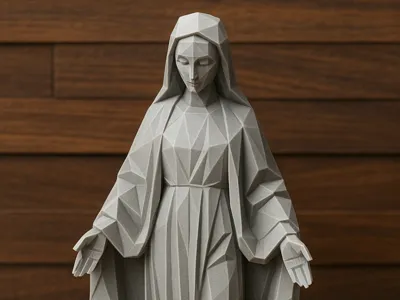 Geometric Mary Statue – Low-Poly Style