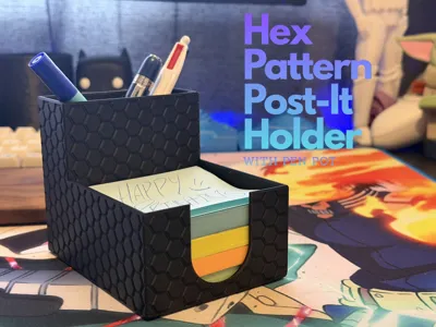 Hex Pattern Post-It Holder With Pen Pot