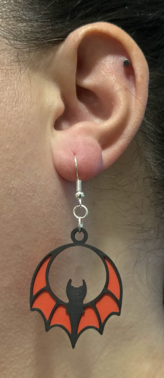 Spooky Black & Red Bat Earrings – 2 Unique Designs view 4