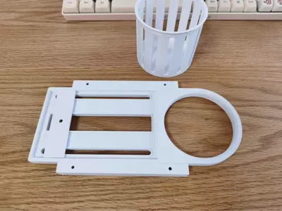 Desk and dining table, under-desk pull-out cup holder, cup tray