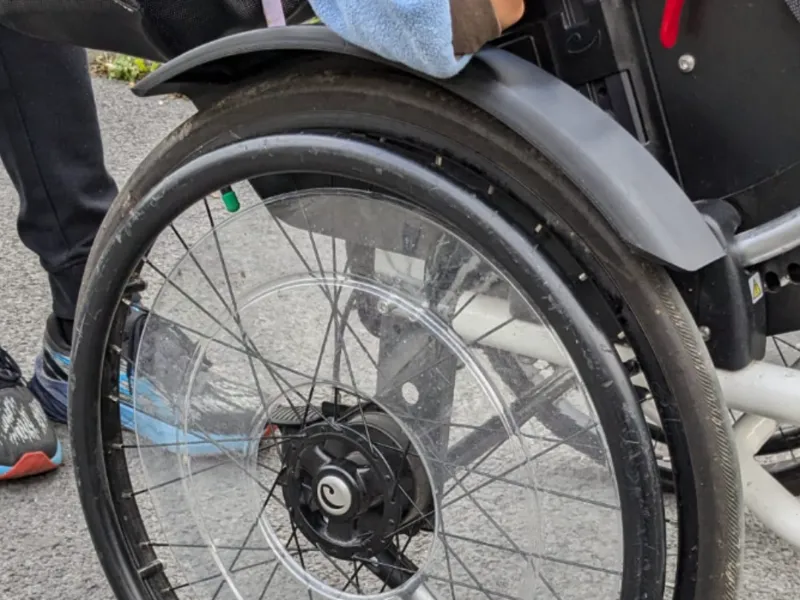 Extended mudguards for the Kudu R82 wheelchair