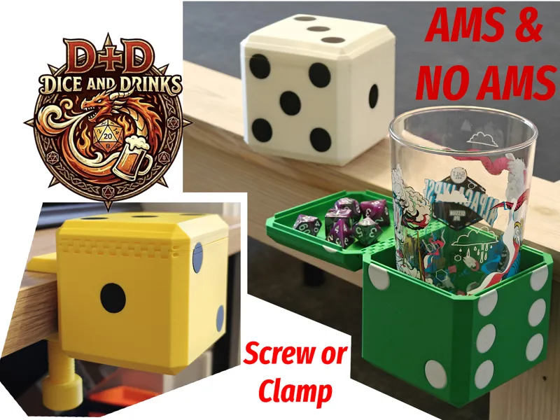 D+D Dice + Drinks Cup holder and dice tray for D&D