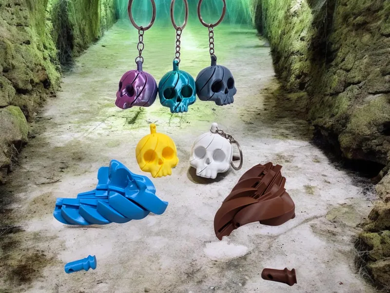 The "Skull Twist" Stress Buster Keychain