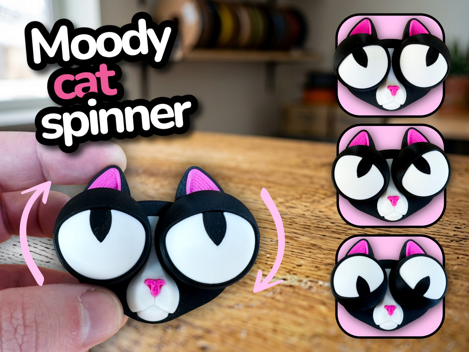 Miniatura 1 do modelo 3D Mood Cat - Cute Rotating Fidget Toy