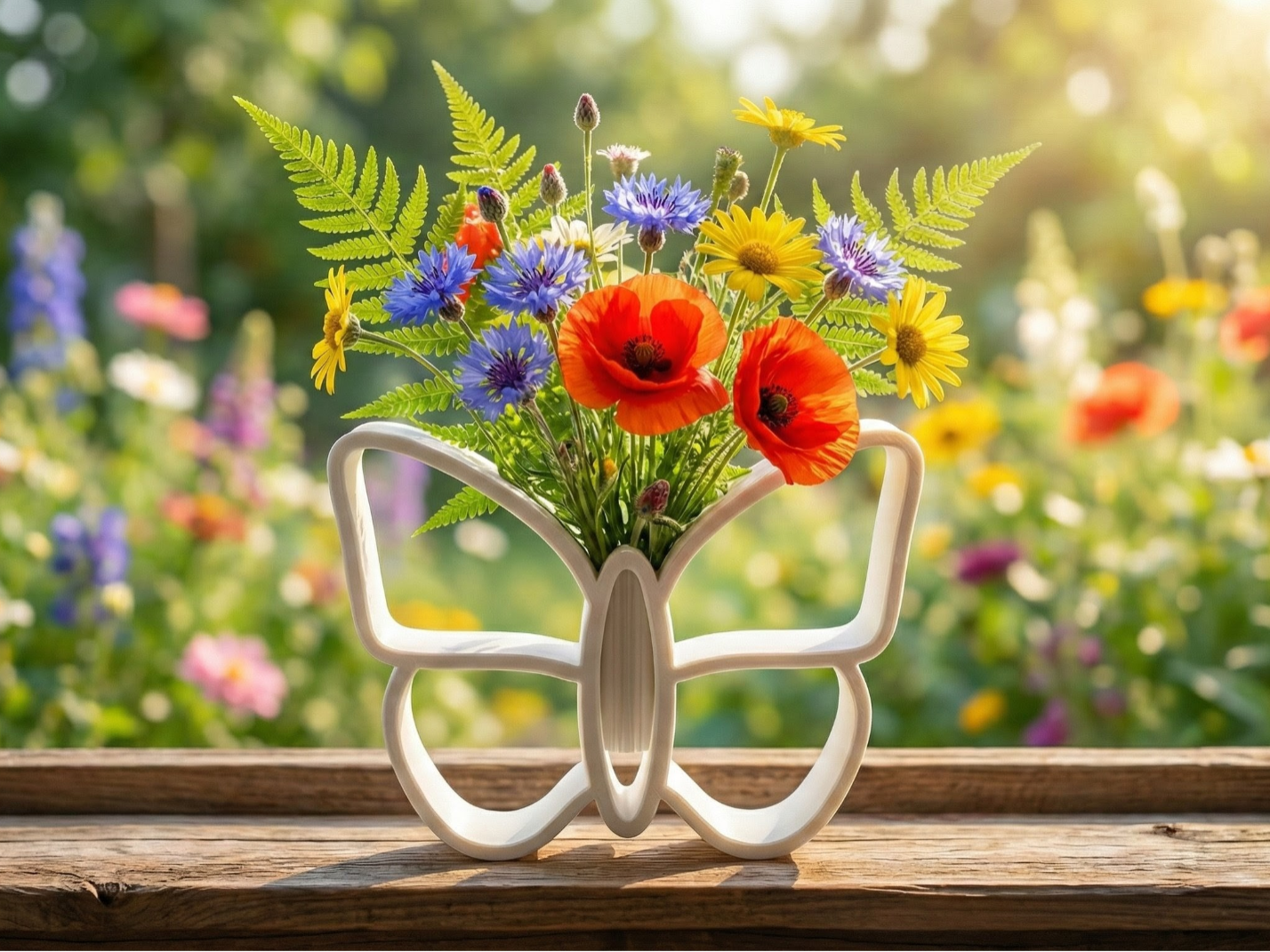 White Butterfly Vase: Spring Light Decor