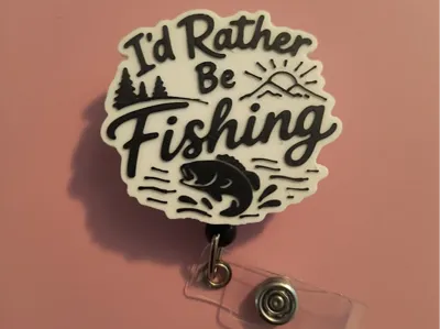 Id Rather Be Fishing Badge Reel Topper/Magnet