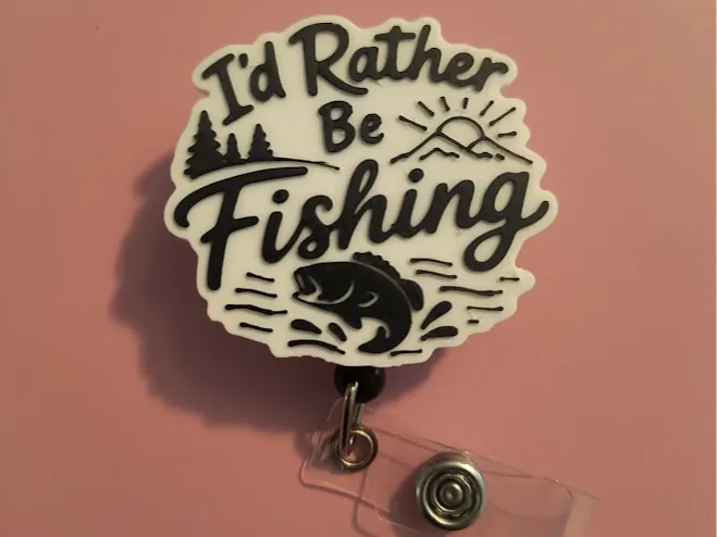 Id Rather Be Fishing Badge Reel Topper/Magnet
