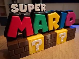 Super Mario sign with bricks