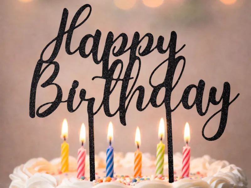 Happy Birthday Cake Topper – Elegant Script