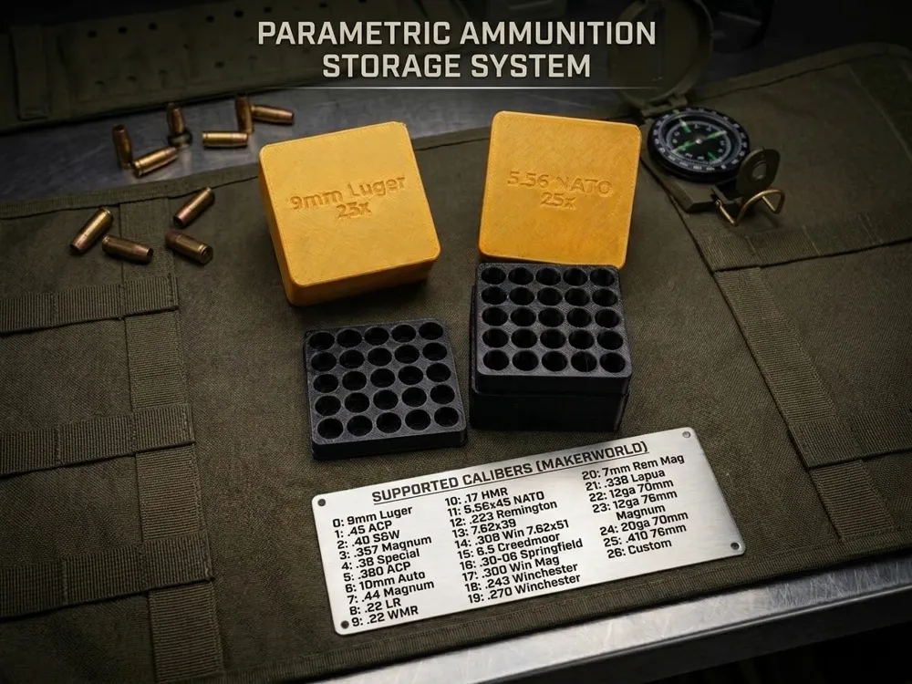 Organizador: Parametric Ammunition Organizer Box. Referencia del modelo original.