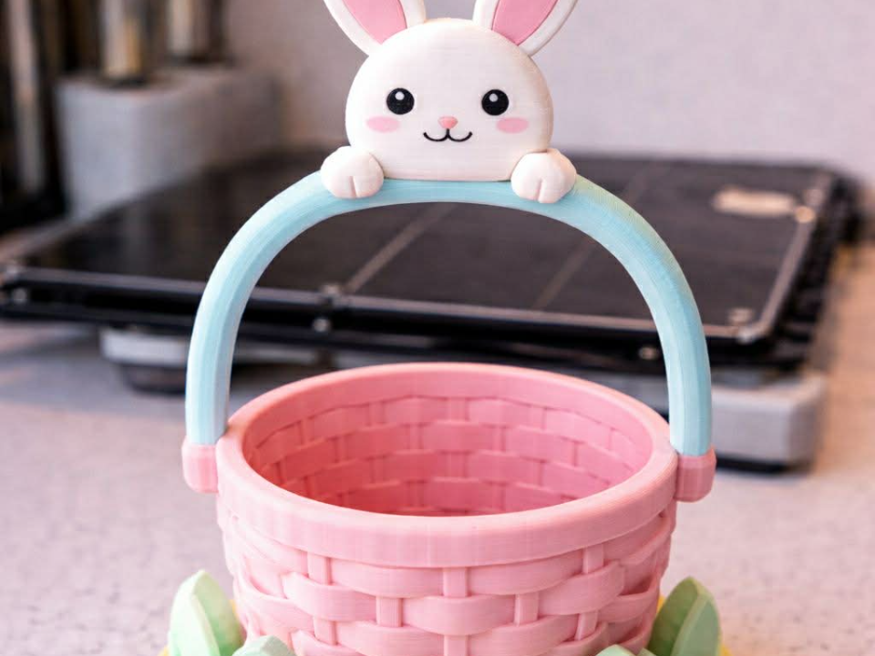 Cute Bunny Basket – Easter /3D Printed Holder